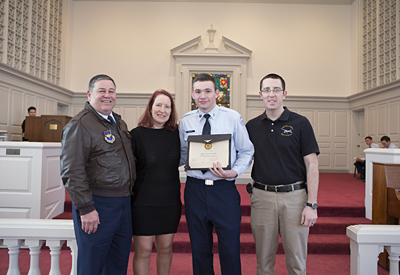 Victor Marshall received his solo wings for his Air Force JROTC uniform after completing his first solo flight. 