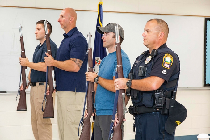 FRPD receives training from Randolph-Macon Academy cadets on color guard maneuvers