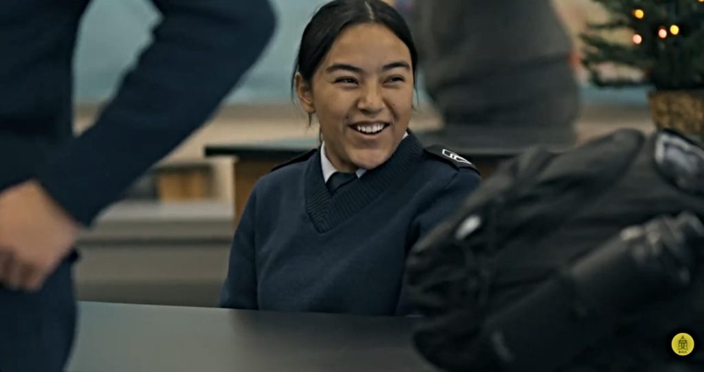 Zahra interacting with colleagues and other cadets in a classroom at our boarding school in Virginia