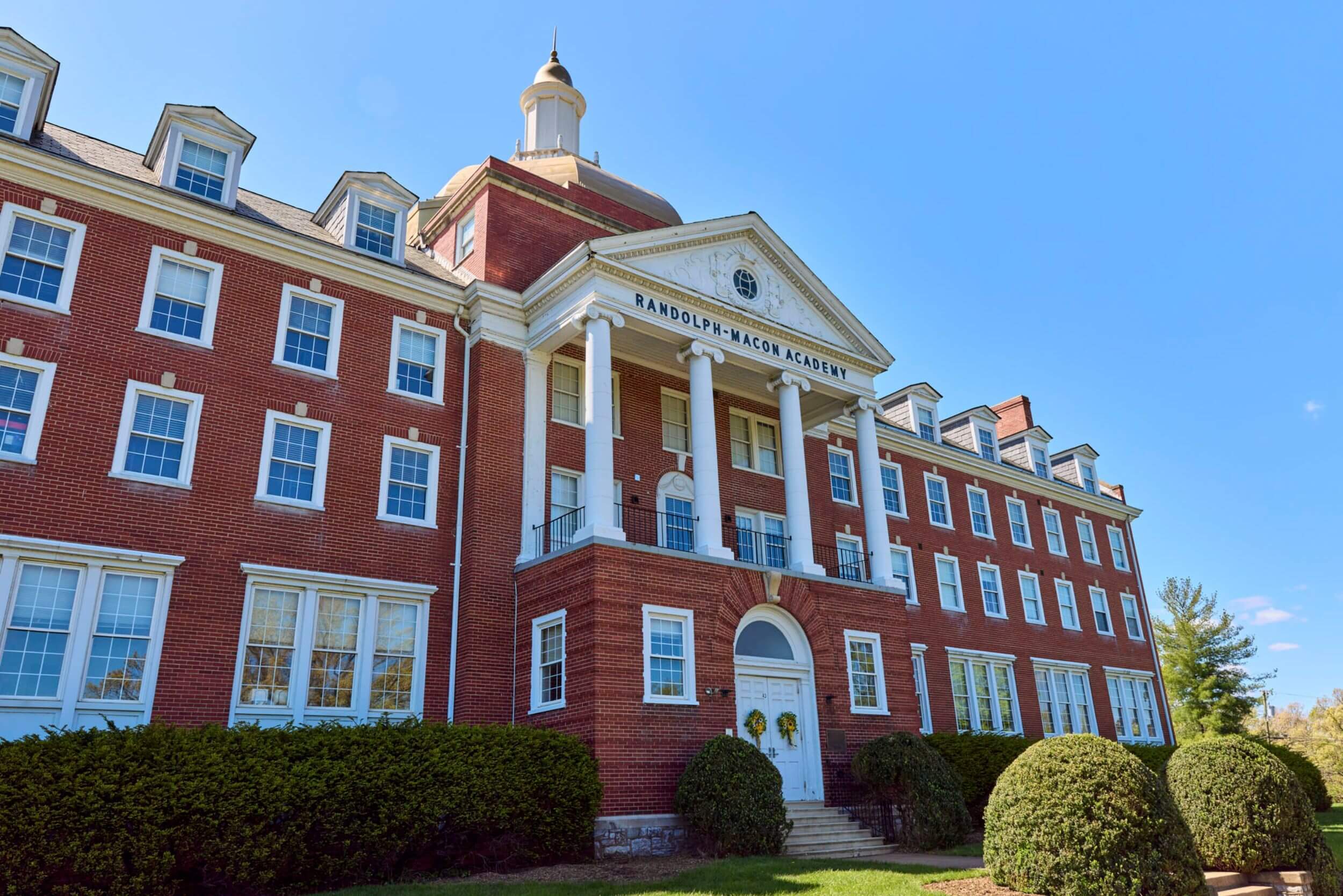 A Randolph-Macon Academy campus building, a college prep boarding school in Virginia, focused on academic excellence and college readiness