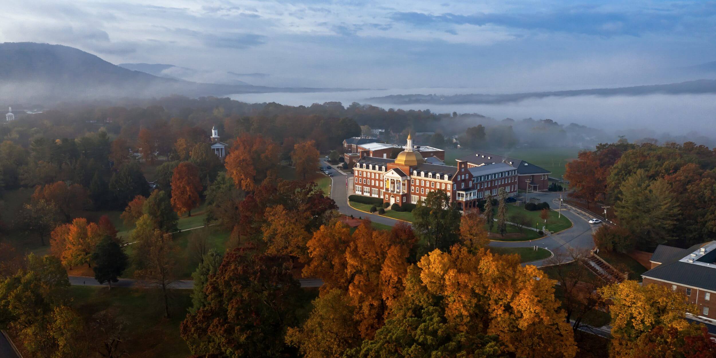 An aerial view of Randolph-Macon Academy's campus, where students develop durable skills through academics, leadership, and experiential learning.