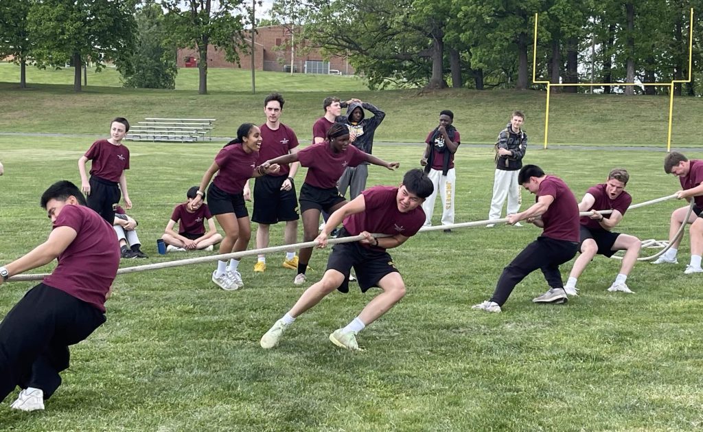 Students participate in a team-building challenge at Randolph-Macon Academy, strengthening communication, collaboration, and leadership skills.