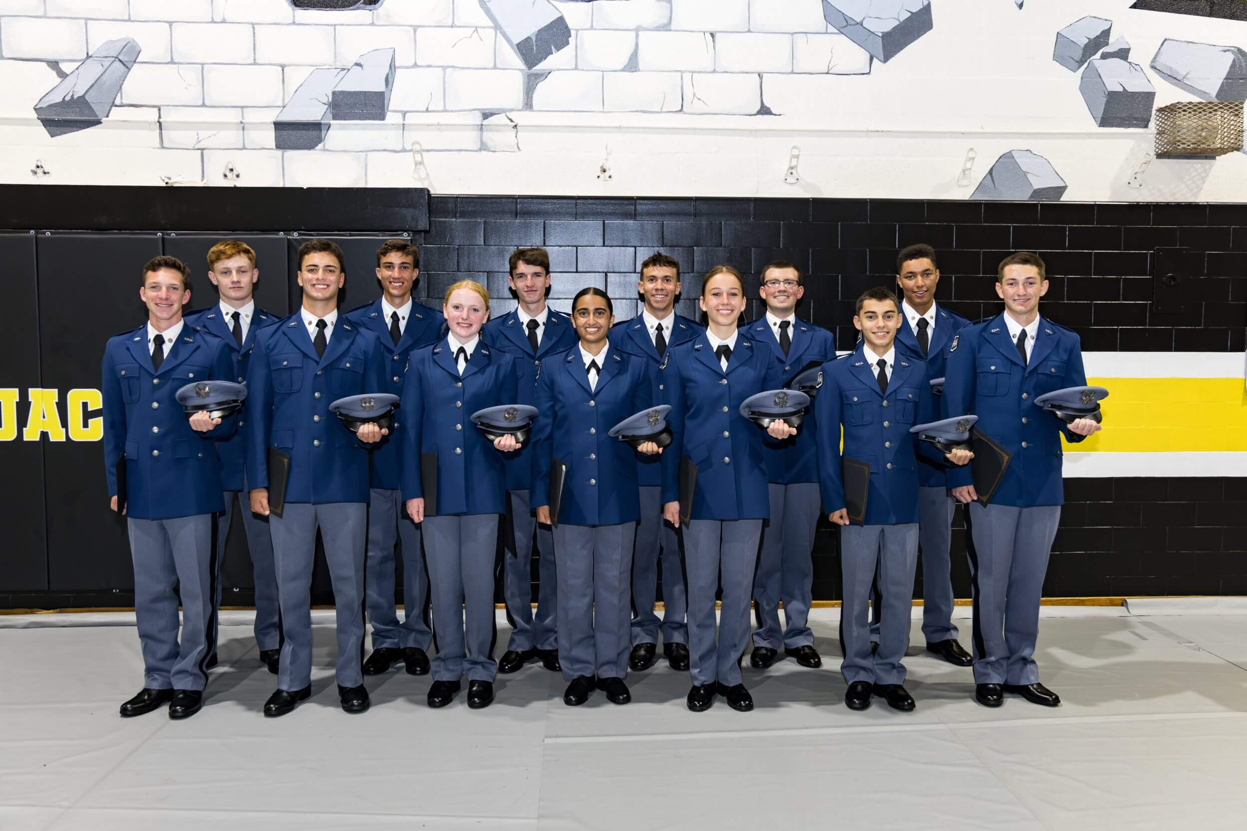 Randolph-Macon Academy cadets standing together in uniform as part of the R-MA school community.